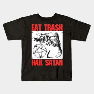 Black Metal Eat Trash Hail Satan Occult Aesthetic Pentagram Kids T-Shirt